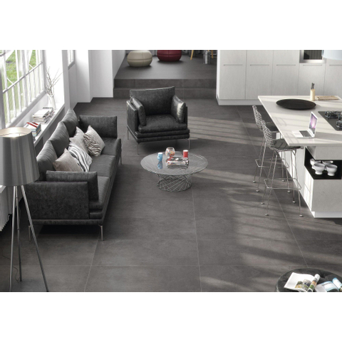 Terravito Urbano carrelage sol et mur - 30x60cm - 9mm - rectangulaire - R9 - effet béton - anthracite mat SW359711