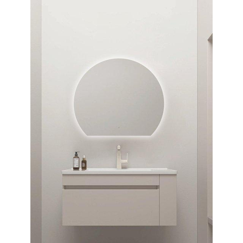 Saniclass Aura miroir – demi-rond – 60 x 51,2 cm – LED indirecte tout autour – chauffage de miroir, à intensité variable SW1152325