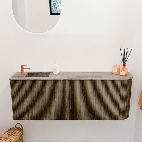 Mondiaz JOYA-DLUX 111.6cm toiletmeubel - ronding rechts kleur Dusk - Wastafel FAYE positie Links 1 kraangat kleur Oza. SW1426019