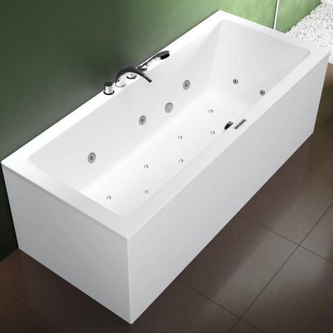 Riho Easypool 3.1 Lusso baignoire balnéo droite 180x80cm hydro 6+4+2 aéro 11 colour haut-parleur touch commande incluse pieds et bonde blanc SW699387