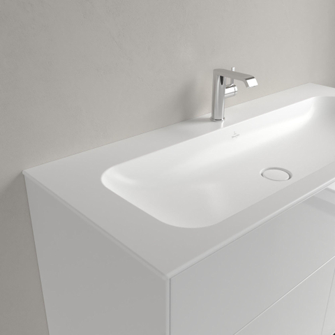 Villeroy & Boch finion meubelwastafel - 1 kraangat - 120x50cm CeramicPlus - zonder overloop - Stone White (mat wit) SW209580