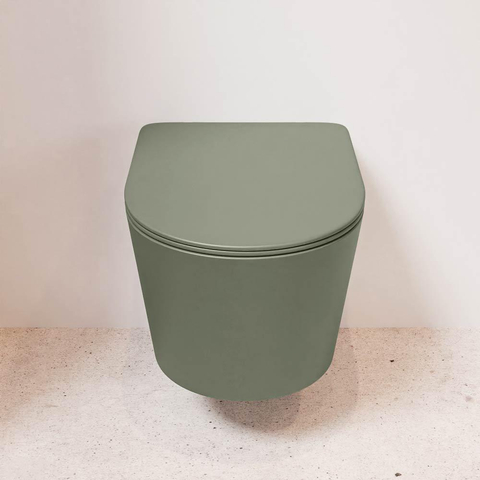 Mondiaz LAVIE hangtoilet – spoelrandloos – 36 x 53 cm – met softclose zitting – Army (groen) SW1208607