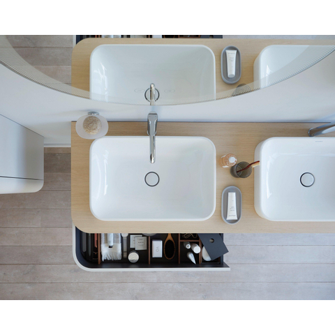 Duravit Happy D.2 Plus waskom rechthoekig - zonder kraangat - zonder overloop - 60x40cm - met keramische afdekkap - glans wit SW297018