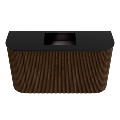 Mondiaz JOYA 73.2cm meuble de salle de bains - arrondi gauche et droite couleur Walnut - Vasque FAYE position Milieu Sans trou de robinet couleur Urban SW1421439
