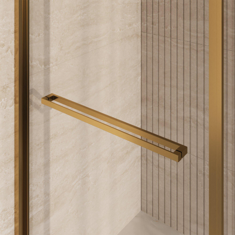 BRAUER Luminis Cabine de douche - 90x90x200 - 2 pièces pivotant vers l’intérieur - verre clair - réversible - incl. revêtement en verre - or brossé PVD SW1580990
