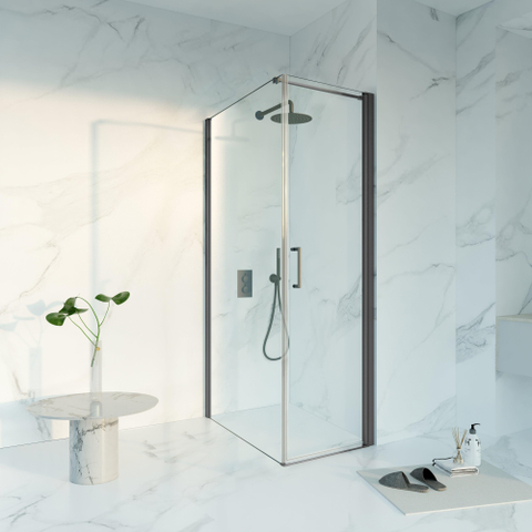 Fortifura Galeria Douchecabine - 60x100x200 - Profiel veiligheidsglas - antikalk - PVD - geborsteld gunmetal (antraciet) SW1444080