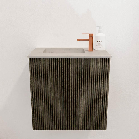 Mondiaz JOYA-DLUX Meuble de toilette 40cm - couleur Shadow - Vasque FAYE position Gauche 1 trou de robinet couleur Opalo. SW1426215
