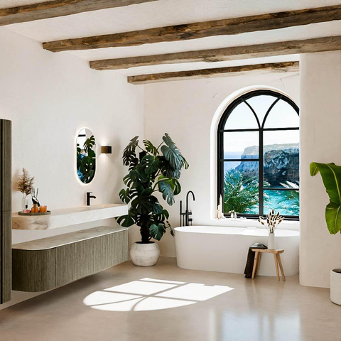 MONDIAZ THOR-DLUX Meuble de salle de bains 190cm arrondi gauche + droite couleur Shadow avec 2 tiroirs et 2 portes. Vasque suspendue CLOUD Droite 1 trou de robinet couleur Ostra. SW1466580