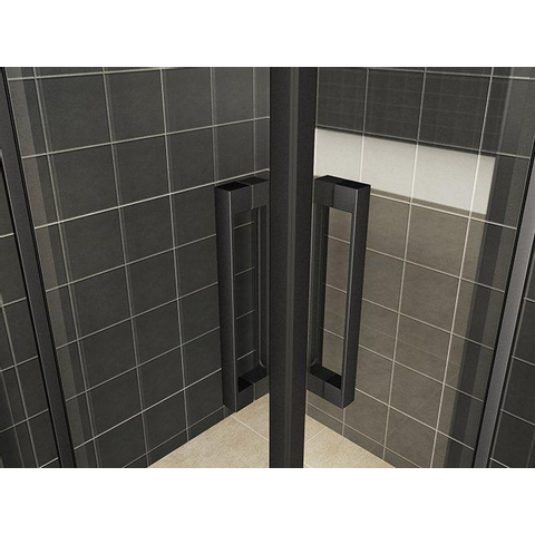 Wiesbaden Skyline Hoekinstap cabine - met 2 schuifdeuren - 90x90x200cm - 8mm - nano helder glas - mat zwart SW440366