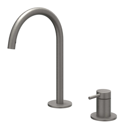 IVY Bond Mitigeur de lavabo - 2 trous - montage sur plage - bec - coldstart - Metal black brossé PVD SW1030743