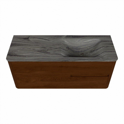 Mondiaz CIRO-DLUX Badkamermeubelset - 120x45x50cm - Solid surface wastafel Sombra - 1 wasbak Rechts - zonder kraangaten - 2 lades - Ruby SW1531986