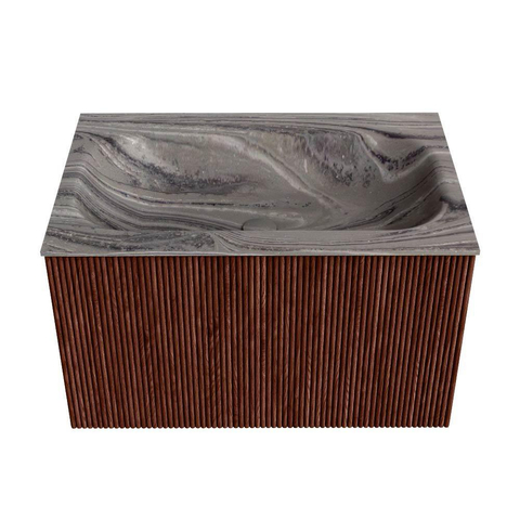 MONDIAZ KURVE-DLUX 70cm badmeubel kleur Ruby met 1 lade en 0 deuren. Wastafel BIG SMALL Midden zonder kraangat Sombra. SW1433931