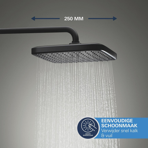 Grohe Precision Showerset - compleet - handdouche diameter 11cm - 2 straalsoorten - hoofddouche 25x25cm - inbouw douchekraan thermostatisch - vierkant - met omstel - matte black (mat zwart) SW1126884