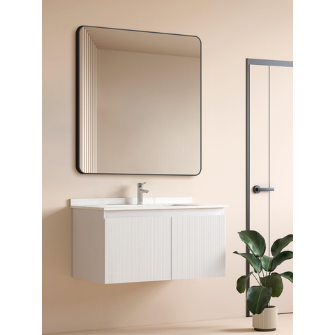 Saniclass Retro Line miroir – carré – 120 x 120 cm – Noir mat SW643420