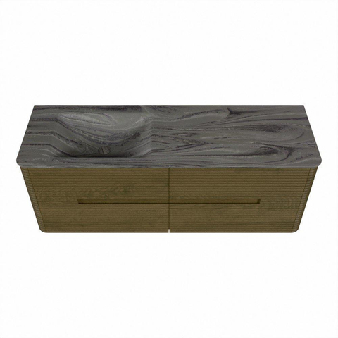 Mondiaz CIRO-DLUX Ensemble de meubles de salle de bains - 140x45x50cm - lavabo solid surface Sombra - 1 vasque à gauche - sans trous de robinet - 4 tiroirs - Dusk SW1533422