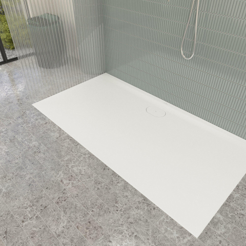 Villeroy & Boch Ecora douchebak - 170x90x3.5cm - afvoer lange zijde - stone white (wit) SW1559015