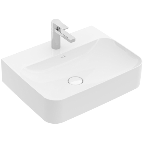 Villeroy & Boch finion wastafel - 1 kraangat - 60x47cm CeramicPlus - zonder overloop - White Alpine (glans wit) SW106468