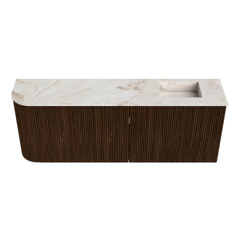 Mondiaz JOYA-DLUX Meuble de salle de bains 111,6cm - arrondi gauche couleur Noyer - Vasque FAYE position Droite 1 trou de robinet couleur Frappe SW1422312