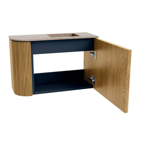 Mondiaz JOYA-DLUX Meuble de toilette 61,6cm - arrondi gauche couleur Chêne - Vasque FAYE position Droite Sans trou de robinet couleur Saba SW1424195