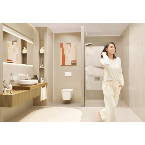 Hansgrohe Tecturis Robinet lavabo encastré - mitigeur - rond - mono-commande - bec 16.5 cm - blanc mat SW918741