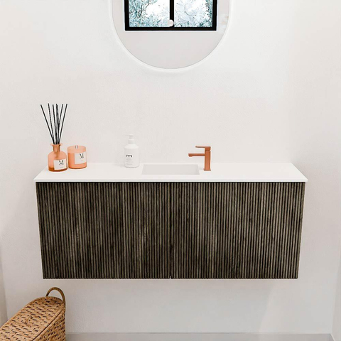 Mondiaz JOYA 100cm meuble de salle de bains - couleur Shadow - Vasque FAYE position Milieu 1 trou de robinet couleur Talc. SW1421430