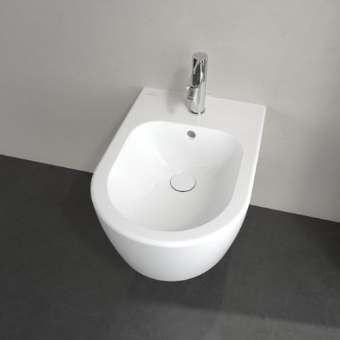Villeroy & Boch Avento bidet wand - 37x53cm - 1 kraangat - met overloop CeramicPlus - White Alpine (glans wit) SW106449