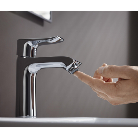 Hansgrohe Metris 1 greeps wastafelkraan - 110 met trekwaste - hoogglans chroom 0450906