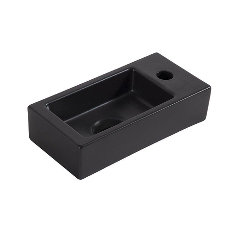Wiesbaden Rhea S Fonteinset Rhea S mini - met fontein rechts kraan sifon en afvoerplug - mat zwart SW539019