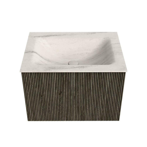MONDIAZ KURVE-DLUX Meuble de salle de bains 60cm couleur Shadow avec 1 tiroir et 0 porte. Lavabo CLOUD Central 1 trou de robinet Meli. SW1431746