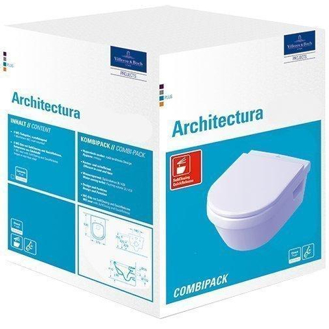 Villeroy & Boch Architectura pack wandcloset - 53cm - met spoelrand - diepspoel - White Alpine (glans wit) 0124346