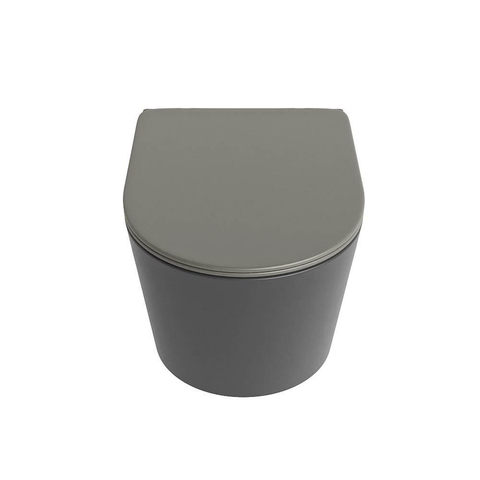 Mondiaz LAVIE hangtoilet – spoelrandloos – 36 x 53 cm – met softclose zitting – Dark grey (grijs), zitting Smoke (lichtbruin) SW1208727