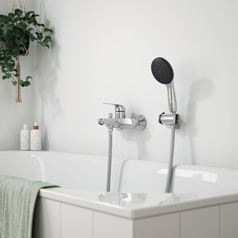 Grohe Swift QuickFix Mitigeur baignoire - entraxe = 15 - avec inverseur - raccords - chrome SW1028102