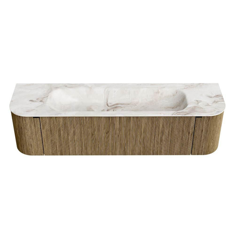 Mondiaz KURVE-DLUX Ensemble de meuble de salle de bains - 170x46x40cm - 1 tiroir - 2 portes - vasque solid surface - centre - sans trou de robinet - Dusk SW1416106