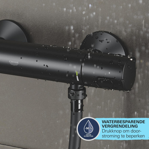 Grohe Precision Trend QuickFix Douchekraan - thermostatisch - met omstel - met koppelingen - HOH=12cm - matte black (mat zwart) SW1126845