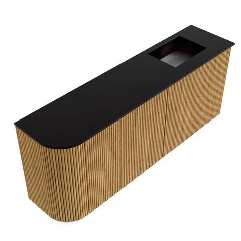 Mondiaz JOYA Meuble de toilette 101,6 cm - arrondi gauche couleur Chêne - Vasque FAYE position Droite 1 trou de robinet couleur Urban SW1421237
