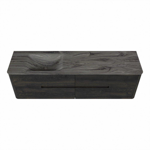 Mondiaz CIRO-DLUX Meuble de salle de bains - 170x45x50cm - vasque solid surface Sombra - 1 lavabo à gauche - sans trous de robinetterie - 4 tiroirs - Shadow SW1532782