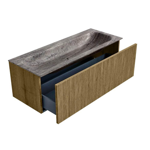 MONDIAZ KURVE-DLUX 120cm badmeubel kleur Dusk met 1 lade en 0 deuren. Wastafel BIG LARGE Midden 1 kraangat Oza. SW1433002