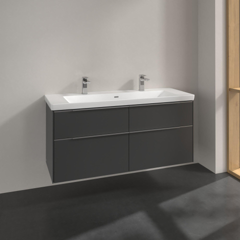 Villeroy & Boch Subway 3.0 wastafelonderkast - 127.2x57.9cm - 4 lades - Graphite (grijs) SW641675