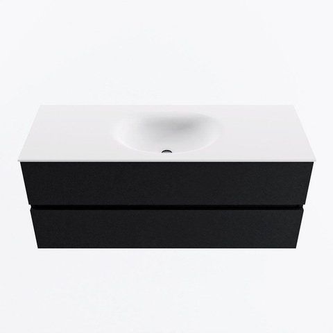 MONDIAZ VICA meuble sous lavabo 120cm Urban 2 tiroirs. Lavabo MOON central sans trou de robinet, couleur Talc. SW1381929