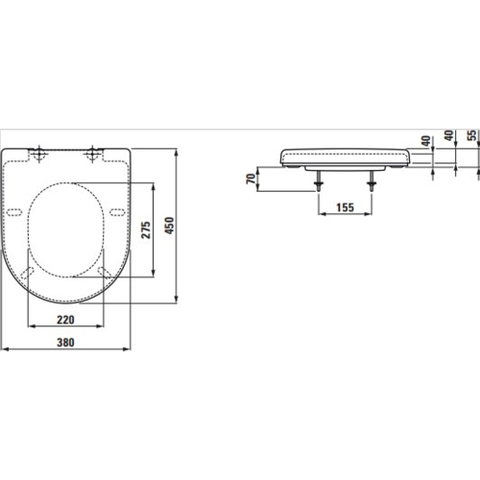 Laufen Pro closetzitting 45x38x5.5cm met deksel met dempingsmechanisme afneembaar systeem duroplast wit 0080349