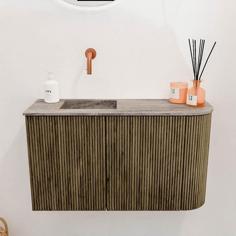 Mondiaz JOYA-DLUX 71.6cm toiletmeubel - ronding rechts kleur Dusk - Wastafel FAYE positie Links Zonder kraangat kleur Oza. SW1426003