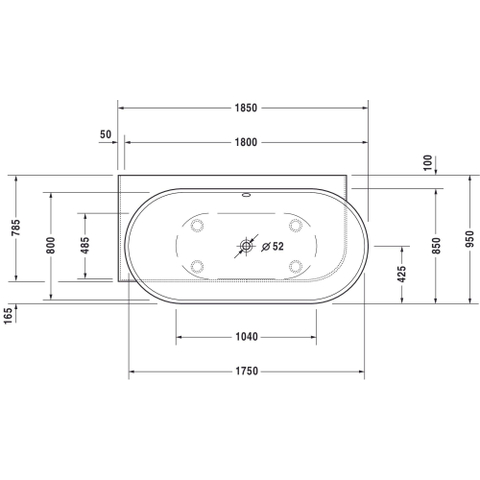 Duravit Luv Bad ovaal - 185x95cm hoek links - met paneel - mat wit SW228001