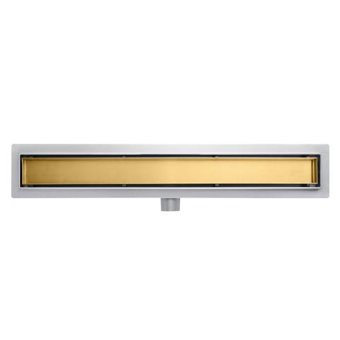 FugaFlow Eccelente Caniveau de douche Anta - 60cm - grille à carreaux - bride de sol - Laiton brossé PVD (Or) SW1467918