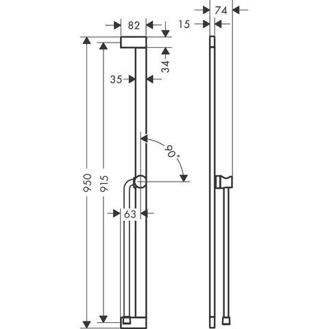 Hansgrohe Unica Glijstang E Puro - 90cm easy slide en isiflex - doucheslang - 160cm - hoogglans chroom SW918523