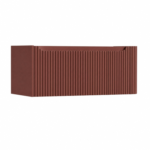 H&R Badmeubelen Juice Wastafelonderkast - 100x45x40cm - rechterhoek afgerond - 3D-front - 1 lade - geïntegreerde greep - terra mat SW1259708