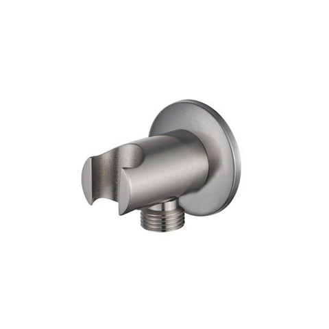 Fortifura Nebbio Ensemble combinaison de bain - mitigeur thermostatique - coude mural avec support de douchette - flexible de douche métallique - douchette ronde - Remplissage-vidage de baignoire - inox brossé PVD (inox) SW1238058
