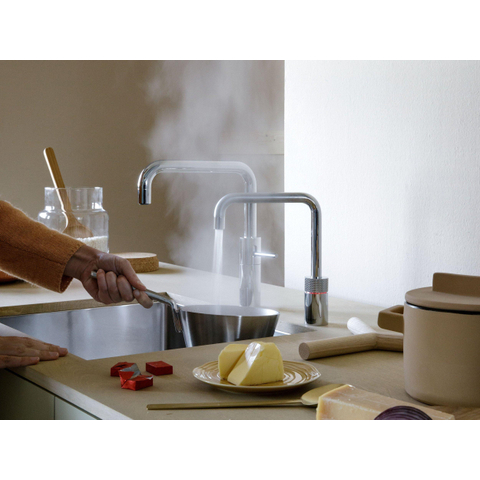 Quooker Nordic Square Twintaps kokendwaterkraan - draaibare uitloop - Combi reservoir - Warm / kokend water - Chroom SW299659