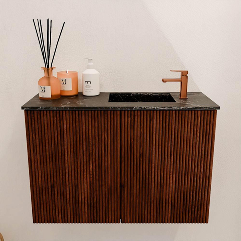 Mondiaz JOYA-DLUX 60cm toiletmeubel - kleur Ruby - Wastafel FAYE positie Rechts 1 kraangat kleur Lava. SW1423601