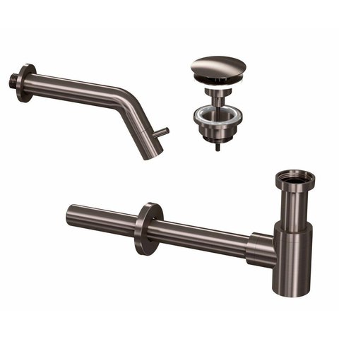 INK 3A Fonteinkraanset - wandFonteinkraan - always open - plug en designSifon - Metal black OUTLETSTORE STORE41123