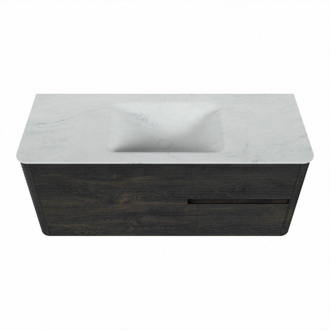 Mondiaz CIRO-DLUX Badkamermeubelset - 120x45x50cm - Solid surface wastafel Opalo - 1 wasbak Midden - 1 kraangat - 2 lades - Shadow SW1532393